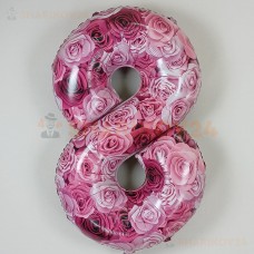 Шар (34''/86 см) Цифра, 8 Симфония роз, Фуше